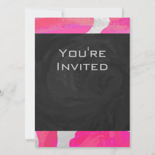 Monogram Cow Hot Pink and White Print Invitation
