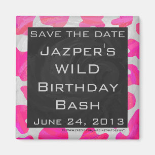 Monogram Cow Hot Pink and White Print Magnet