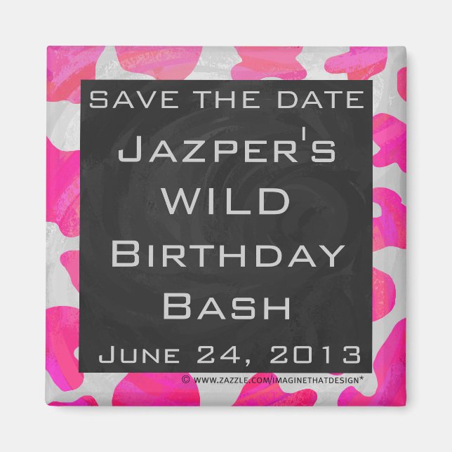 Monogram Cow Hot Pink and White Print Magnet (Front)