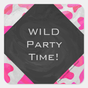 Monogram Cow Hot Pink and White Print Square Sticker