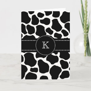 Monogram Cow Spots Thank You Note Card