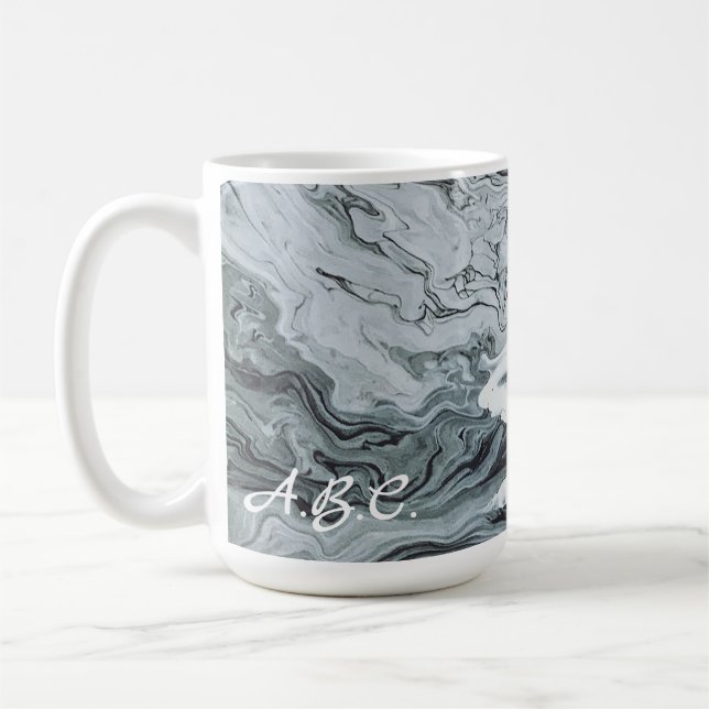 MONOGRAM"cracked" Marble grey fluid mug (Left)