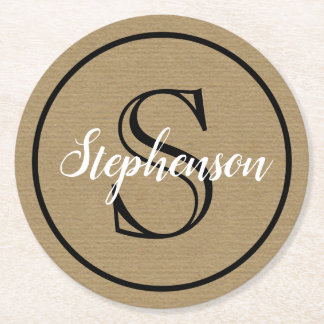 Monogram Craft Paper-Look Round Paper Coaster