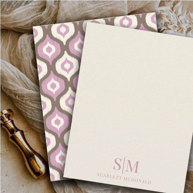Monogram Cream Lilac Ikat Abstract Pattern  Card (Creator Uploaded)