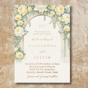 Monogram Cream Yellow Floral Arch Wedding