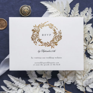 Monogram Crest Classic Elegant Wedding QR CODE RSVP Card