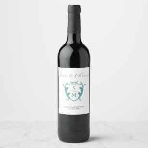 Monogram Crest Custom Wine Bottle Labels