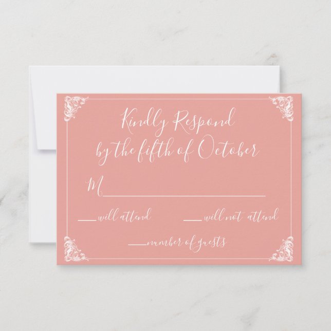 Monogram Crest Gold Blush Wedding rsvp Card (Front)