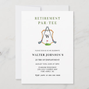 Monogram Crest Golf Themed Retirement Party Invitation