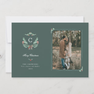 Monogram Crest Holiday Photo Card