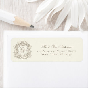 Monogram Crest Ivory Wedding Return Address