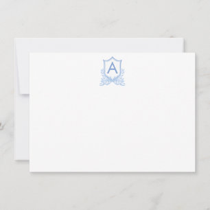 Monogram Crest Personalised Flat Note Card