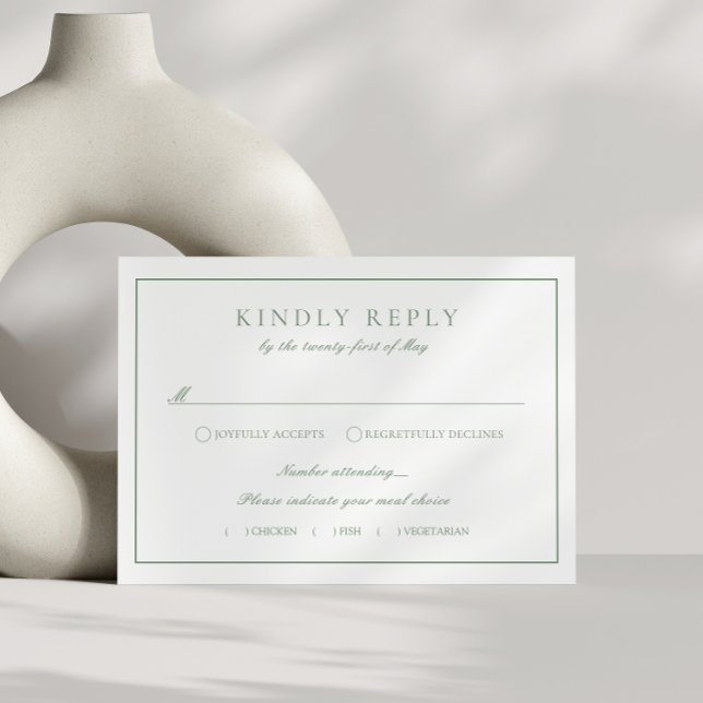 Monogram Crest Sage Green RSVP Wedding Enclosure (Creator Uploaded)