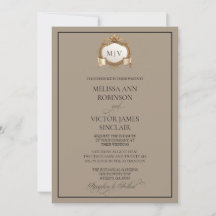 Monogram Crest Wedding Invitation