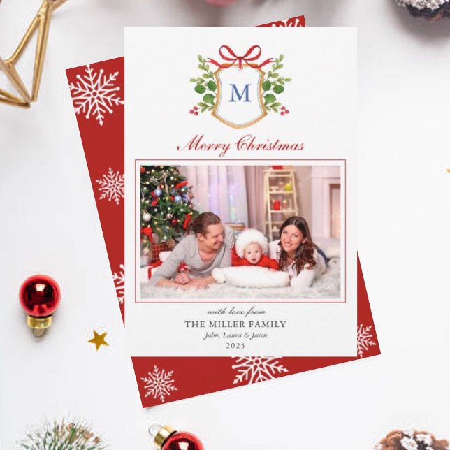 Monogram Crest with greenery Christmas Holiday  (Creator Uploaded)