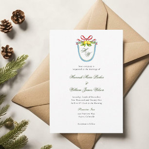 Monogram Crest with Lemons Wedding Invitation