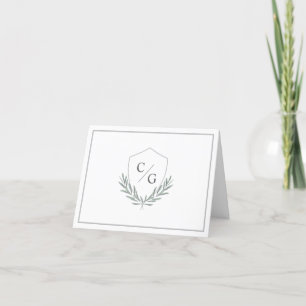 Monogram Crest with Olive Branches Thank You