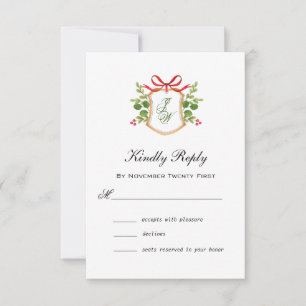 Monogram Crest with winter Greenery RSVP 