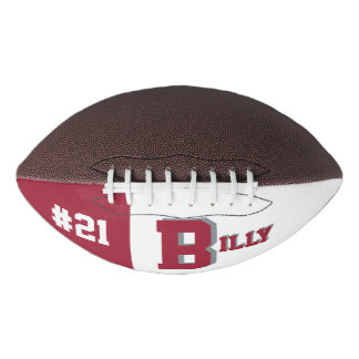 Monogram Crimson Red & White American Football