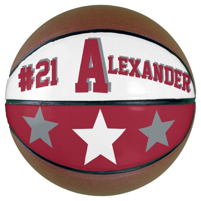 Monogram Crimson Red, White, & Grey Basketball (Front)