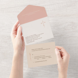 Monogram Cross Christian Wedding All In One Invitation