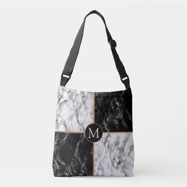Monogram Crossbody Bag with Black White Marble (Front)