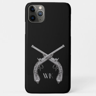 Monogram Crossed Pistols Black iPhone 11 Pro Max Case