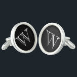 Monogram Cufflinks<br><div class="desc">Silver plated cufflinks shown in a solid colour of black with white monogram initial. Customise this item and change the initial to yours or change colours.</div>