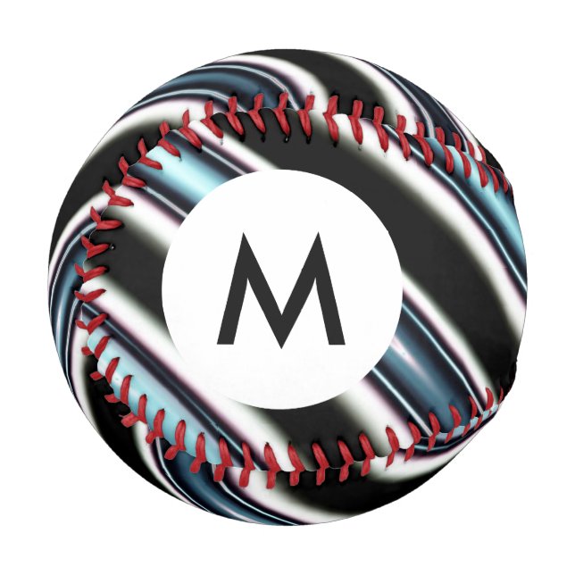 Monogram Curved Lines Close Up Of A Fractal Baseball (Front Left)