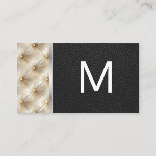 Monogram   Cushion Tufted Material   Black Leather Business Card