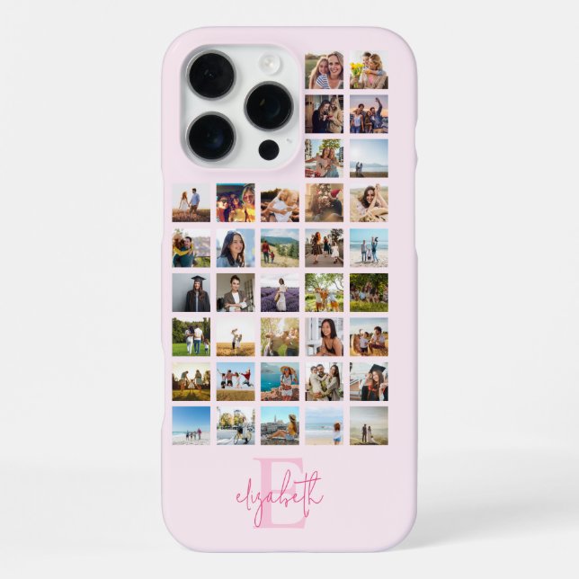 Monogram Custom 36 Photo Collage iPhone Case (Back)