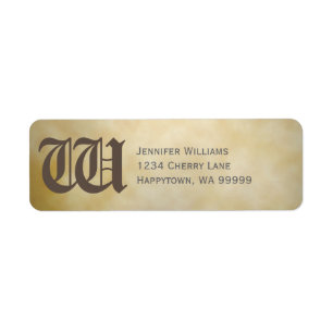 Monogram Custom Aged Parchment Return Address