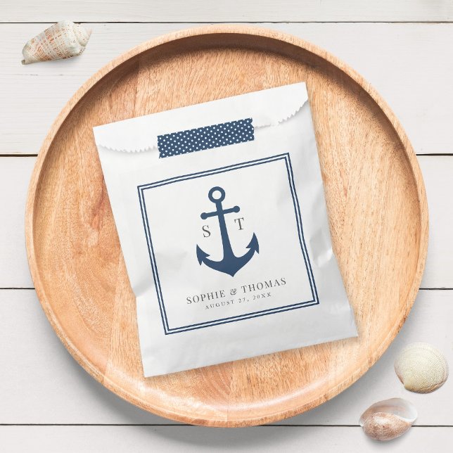 Monogram Custom Border and Anchor Colour Nautical Favour Bags (Creator Uploaded)