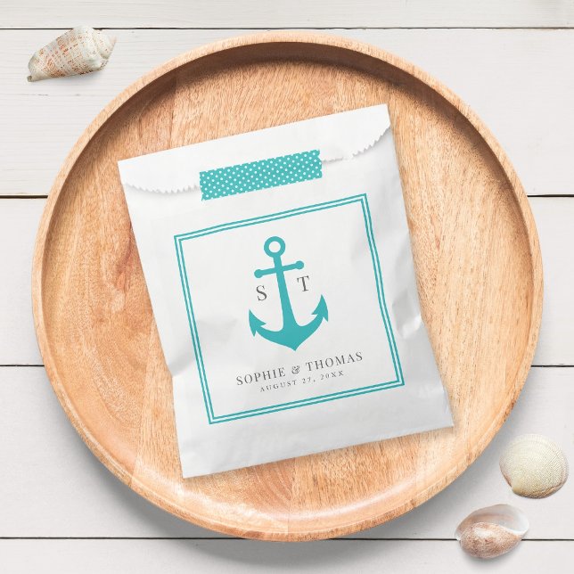 Monogram Custom Border and Anchor Colour Nautical Favour Bags (Creator Uploaded)