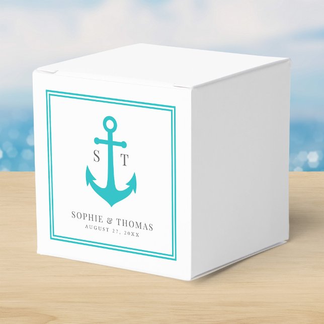 Monogram Custom Border and Anchor Colour Nautical Favour Box (Creator Uploaded)
