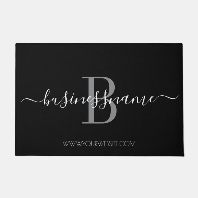 Monogram Custom Business Logo Black and White  Doo Doormat (Front)
