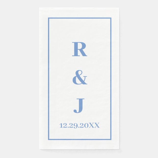 Monogram Custom Couple Name Cornflower Blue Napkin (Front)