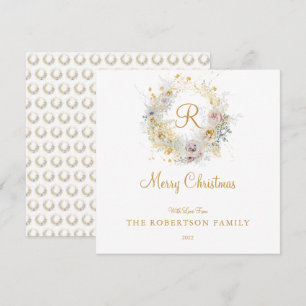 Monogram Custom Family Name Christmas Card 