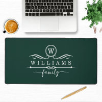 Monogram Custom Family Name Green White Script