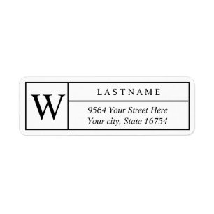 Monogram Custom Family Name Return Address Label