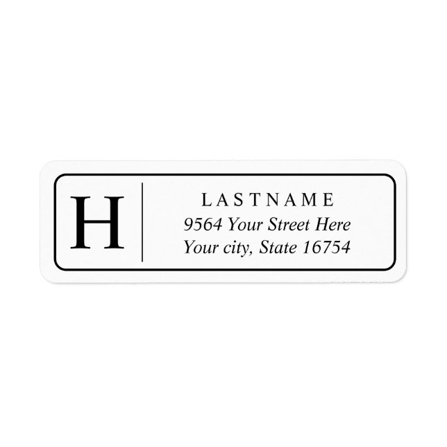 Monogram Custom Family Name  Return Address Label (Front)