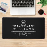 Monogram Custom Family Name White Script Desk Mat<br><div class="desc">Monogram Custom Family Name White Script Desk Mats features a monogram and personalised family name in elegant white script typography. Perfect gift for family and friends for birthday,  Christmas,  Father's Day,  Mother's Day,  Grandparents,  wife,  husband,  mum,  dad and more. Designed by ©Evco Studio www.zazzle.com/store/evcostudio</div>