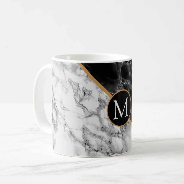 Monogram Custom Letter Coffee Mug Marble  (Front Left)