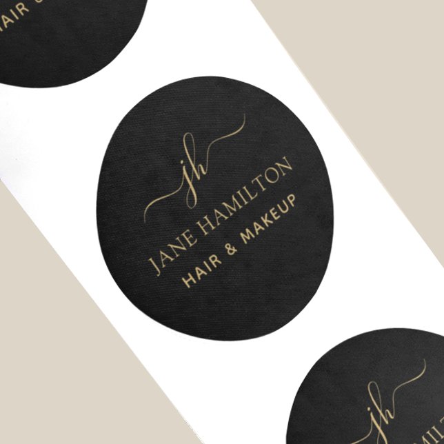 Monogram Custom Logo Business Classic Round Sticker (Creator Uploaded)