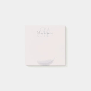 Monogram Custom Name Angel Feather Blush Pink Grey Post-it Notes