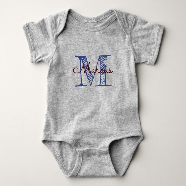 Monogram Custom Name Baby Bodysuit (Front)