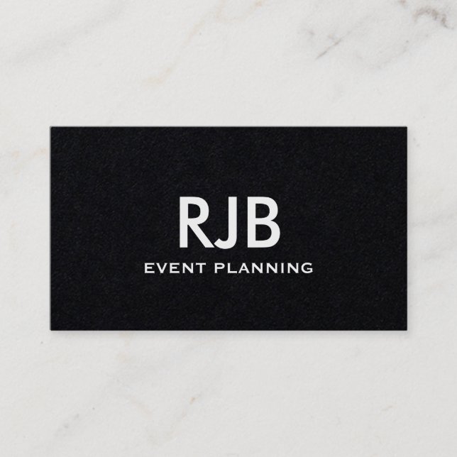 Monogram Custom Name Black Paper Simple Business Card (Front)