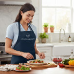 Monogram Custom Name Blue and White Apron<br><div class="desc">This custom design features a simple monogram in a circle above the personalised name next to it in white text and blue background. Personalised by editing the text in the text boxes. #name #monogram #personalised #personalised #forhim #forher #kitchen #aprons #apron #modern #chef #cook</div>