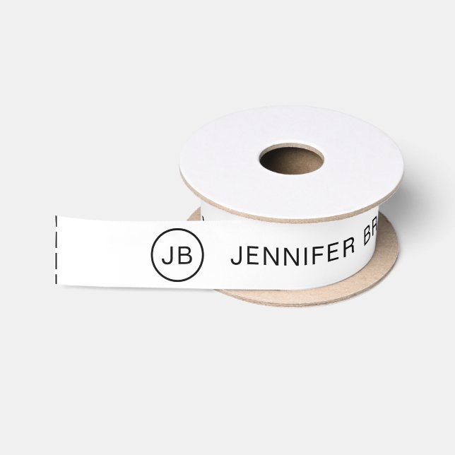 Monogram Custom Name Business Clothing Tags Satin Ribbon (Spool)