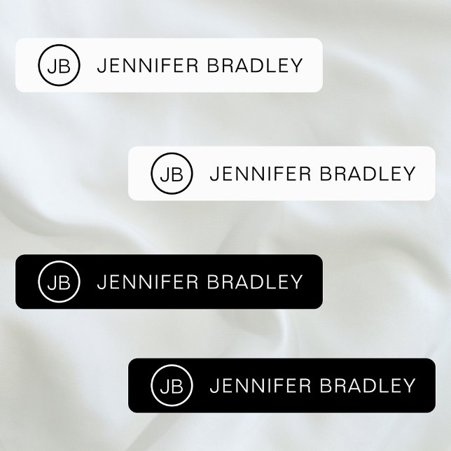 Monogram Custom Name Clothing Tags Black and White (Creator Uploaded)